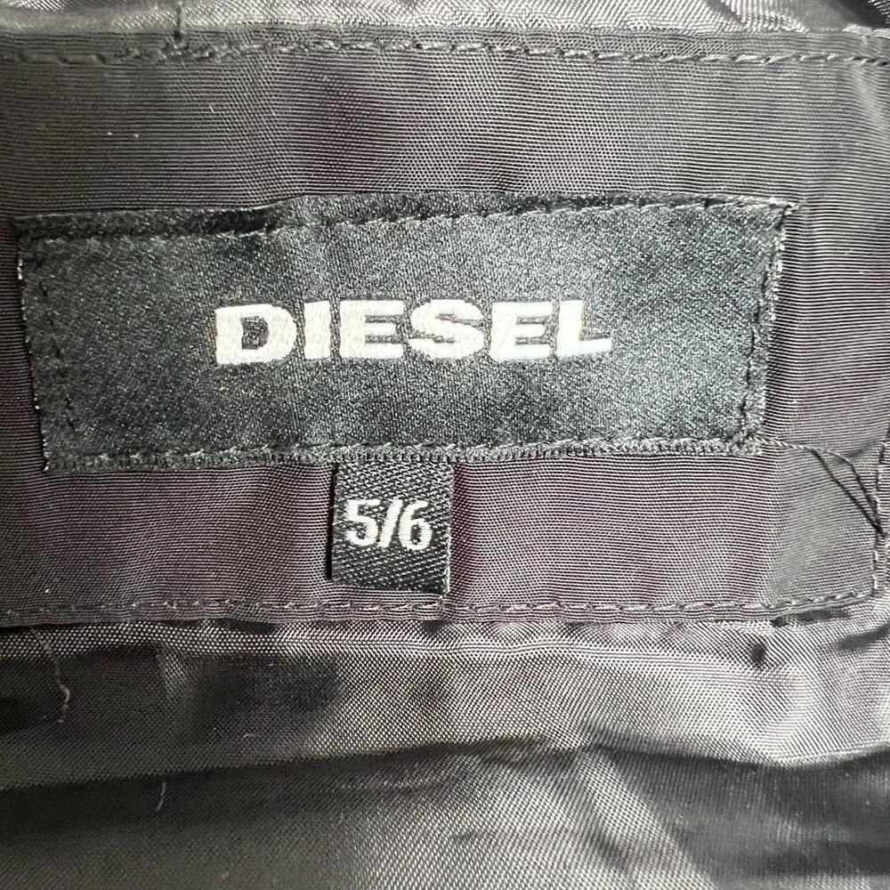 Diesel Kids Down Parka Jacket Size 5/6 Black Hooded Full zip